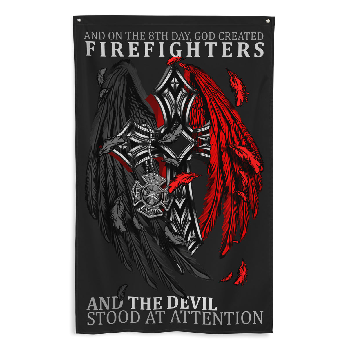 God Created Firefighters Wall Flag