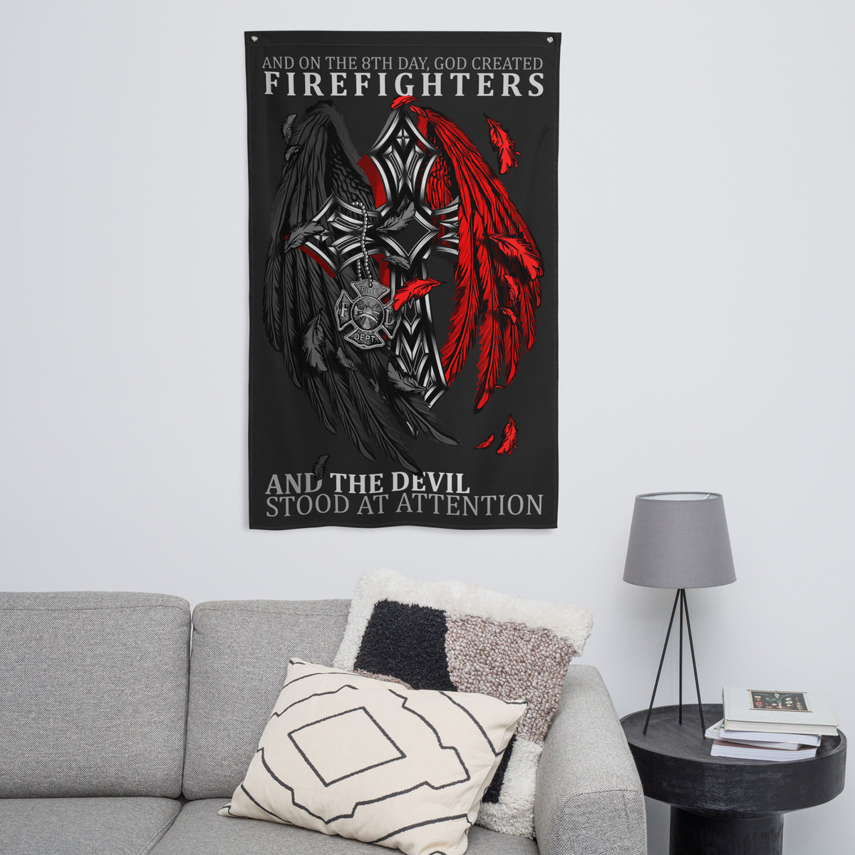 God Created Firefighters Wall Flag
