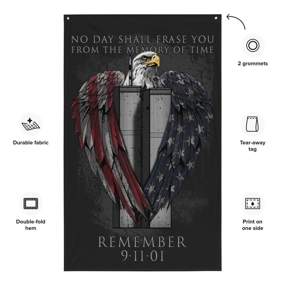 9/11: No Day Shall Erase You Wall Flag