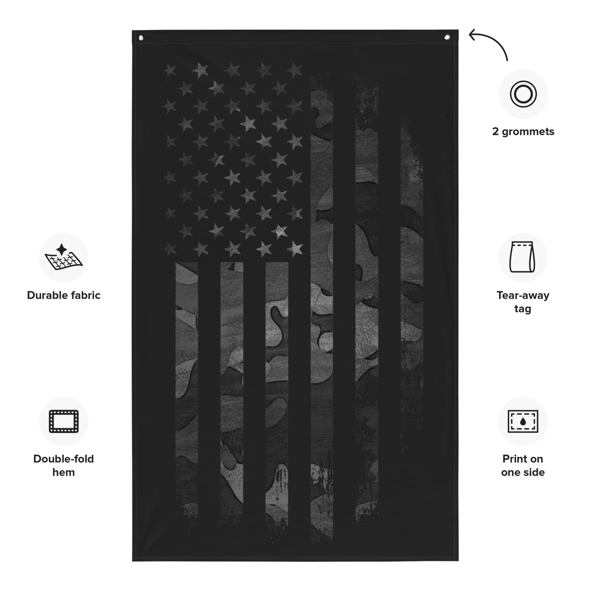 Black Camo American Flag Wall Flag