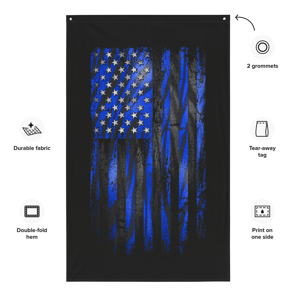 Blue Tiger American Flag Wall Flag