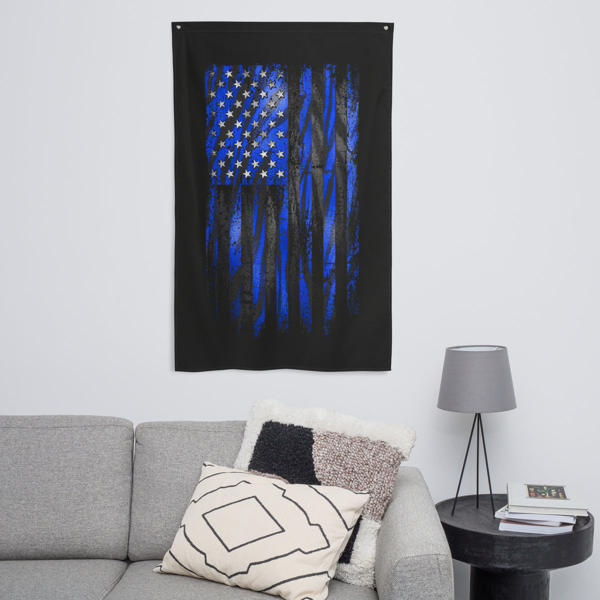 Blue Tiger American Flag Wall Flag