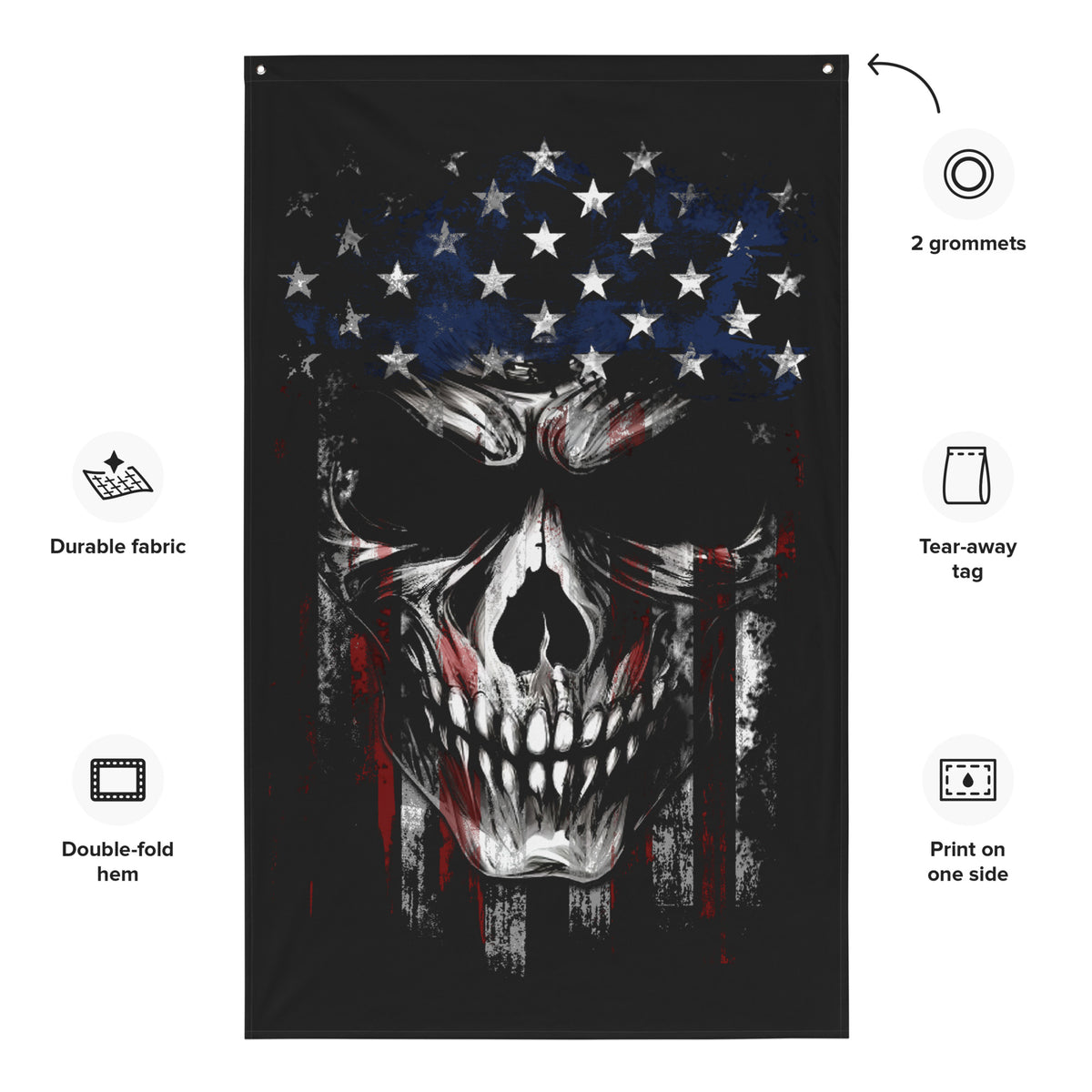 American Flag -Skull Wall Flag