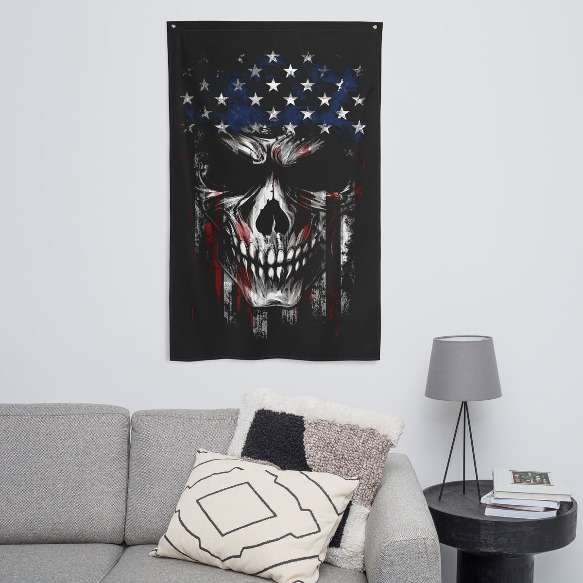 American Flag -Skull Wall Flag