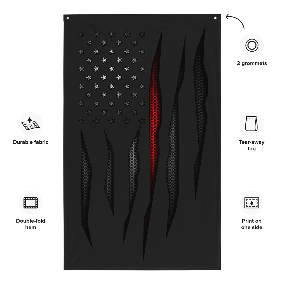 Carbon Onyx Thin Red Line Flag Wall Flag