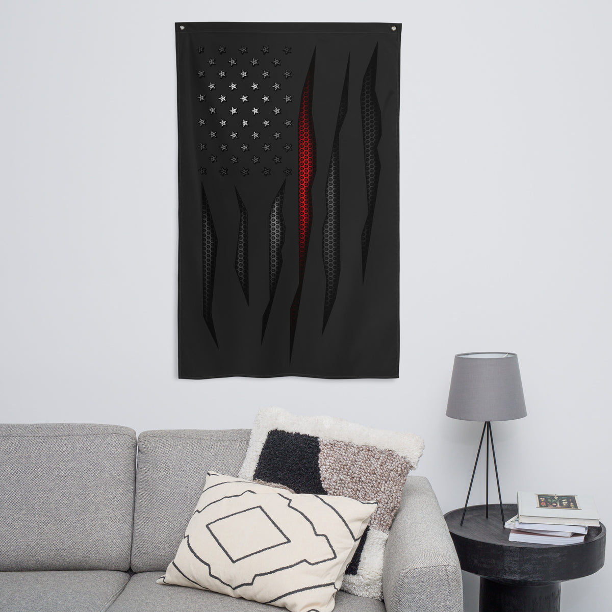 Carbon Onyx Thin Red Line Flag Wall Flag