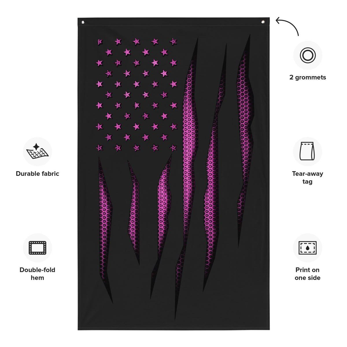 Pink Carbon Onyx American Flag Wall Flag