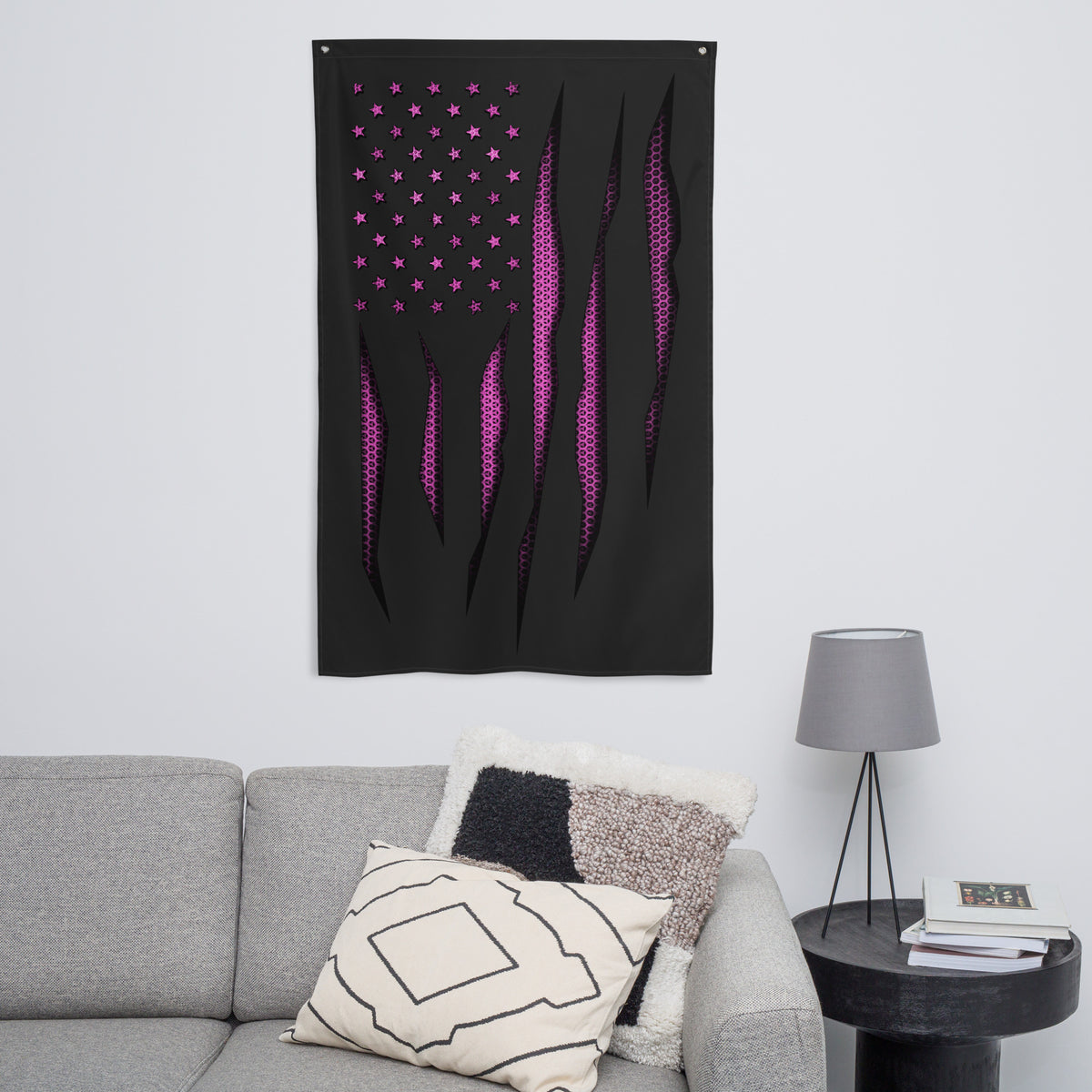 Pink Carbon Onyx American Flag Wall Flag