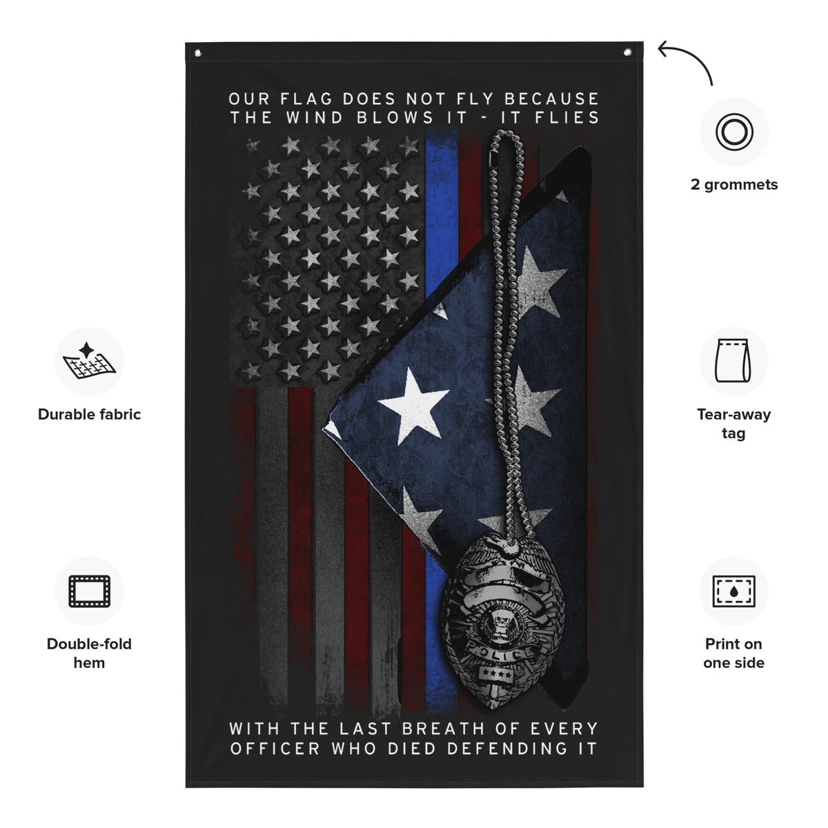 Police Officer's Last Breath Wall Flag