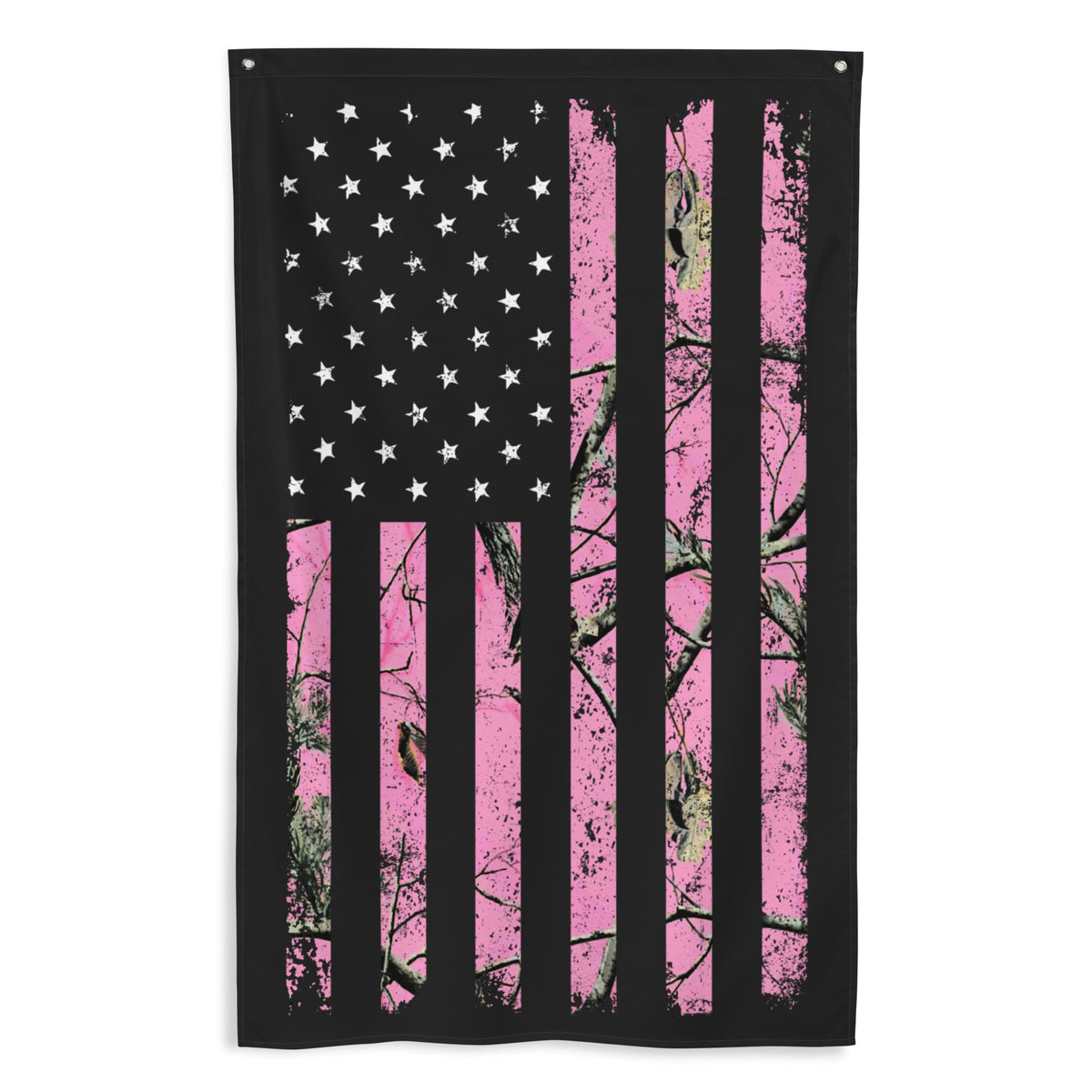 American Flag Pink Hunting Camo Wall Flag