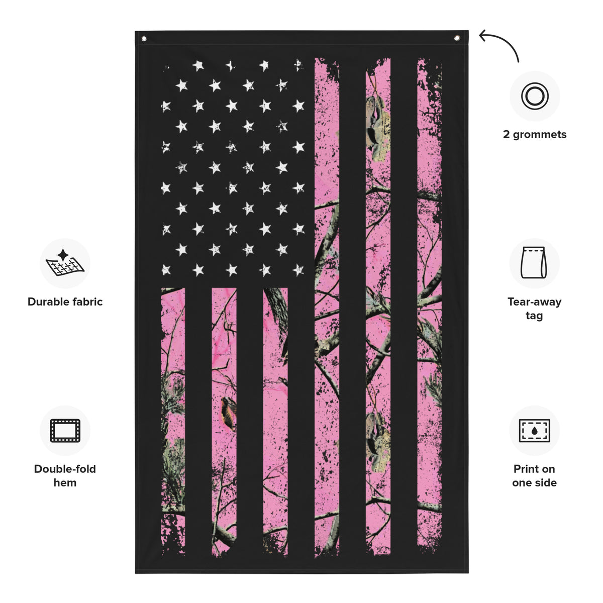 American Flag Pink Hunting Camo Wall Flag