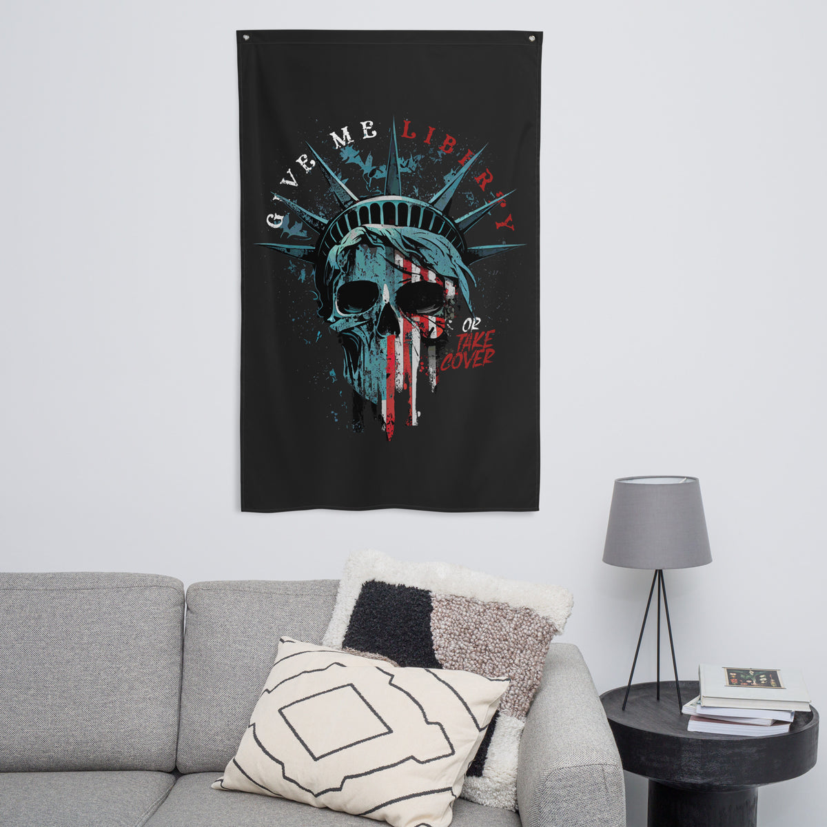 Give Me Liberty or Take Cover Wall Flag