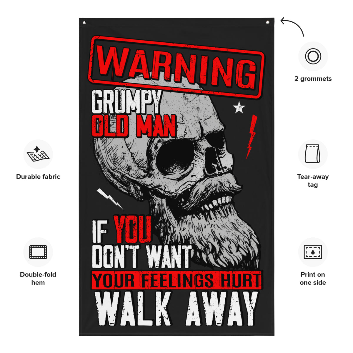Warning: Grumpy Old Man Wall Flag