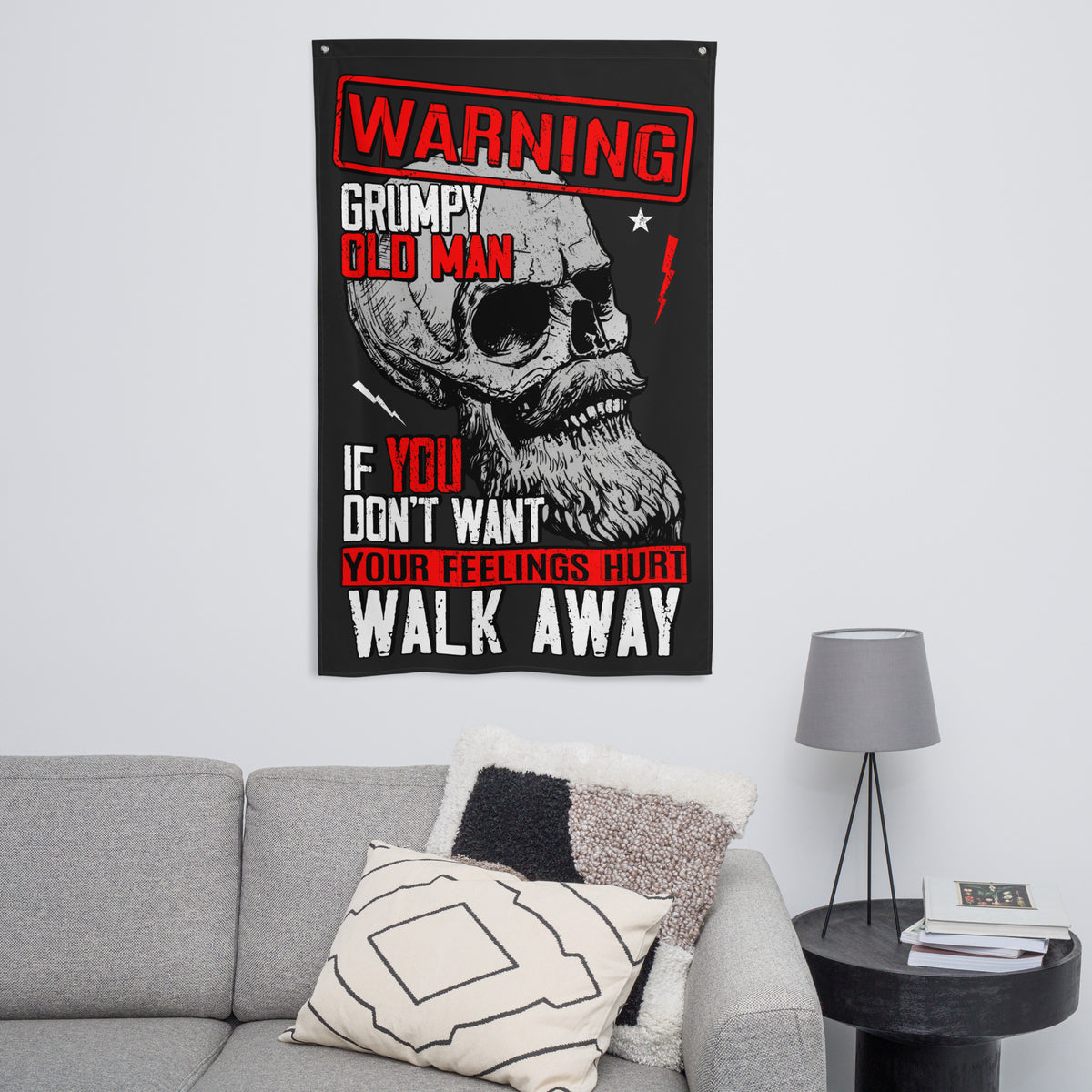 Warning: Grumpy Old Man Wall Flag