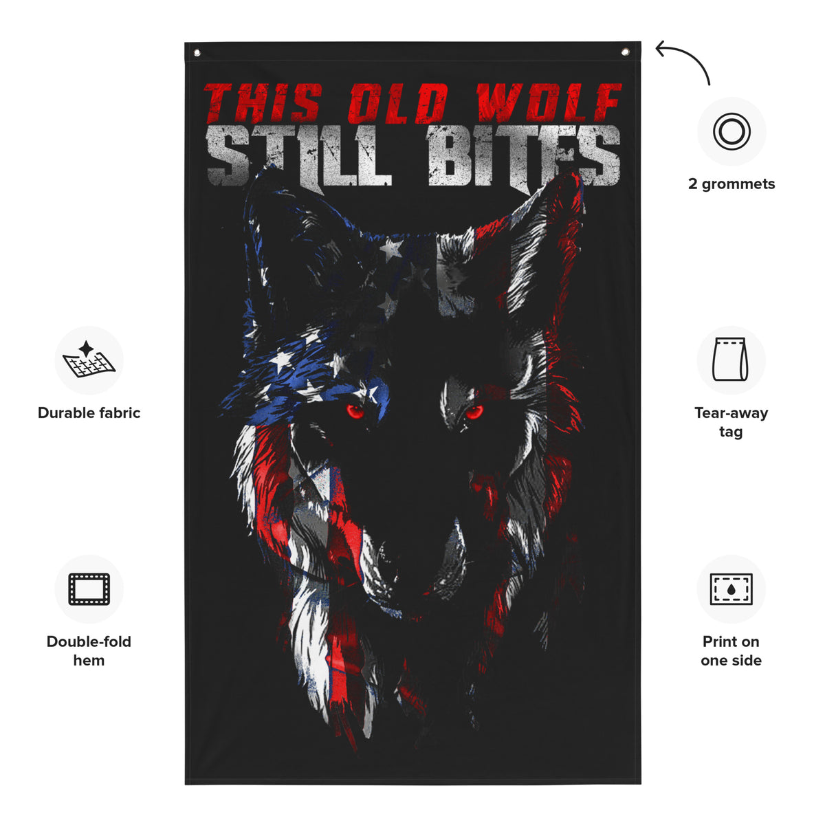 Old Wolf 2.0 Wall Flag