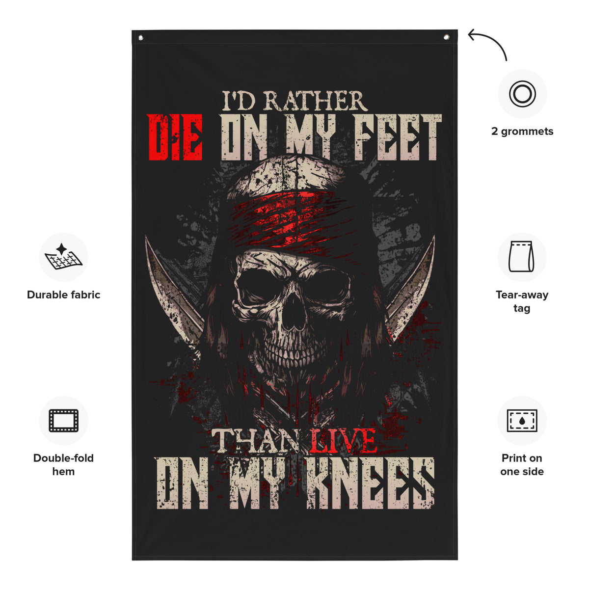 Die on my Feet: Pirate Edition Wall Flag