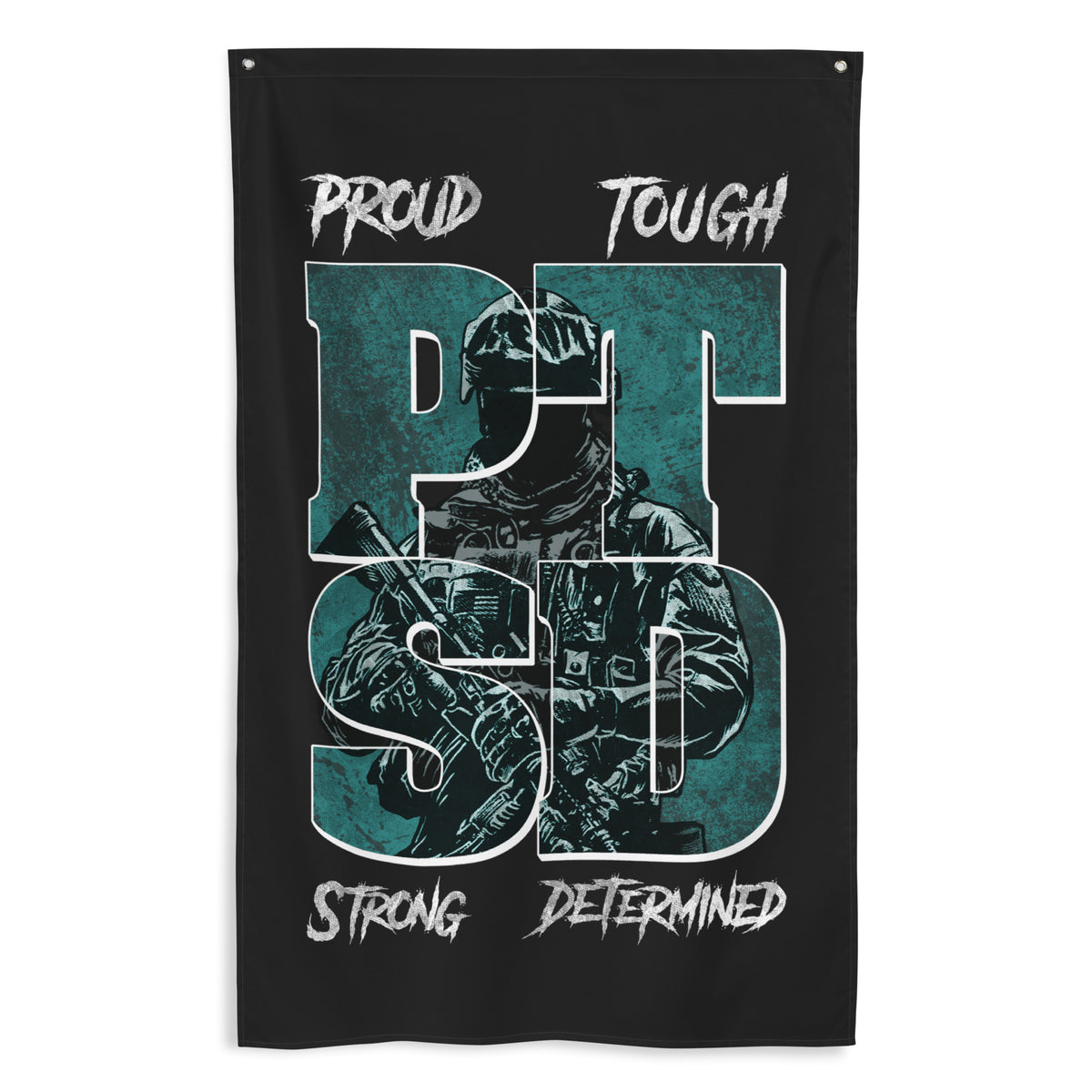 PTSD: Proud Tough Strong Determined Wall Flag