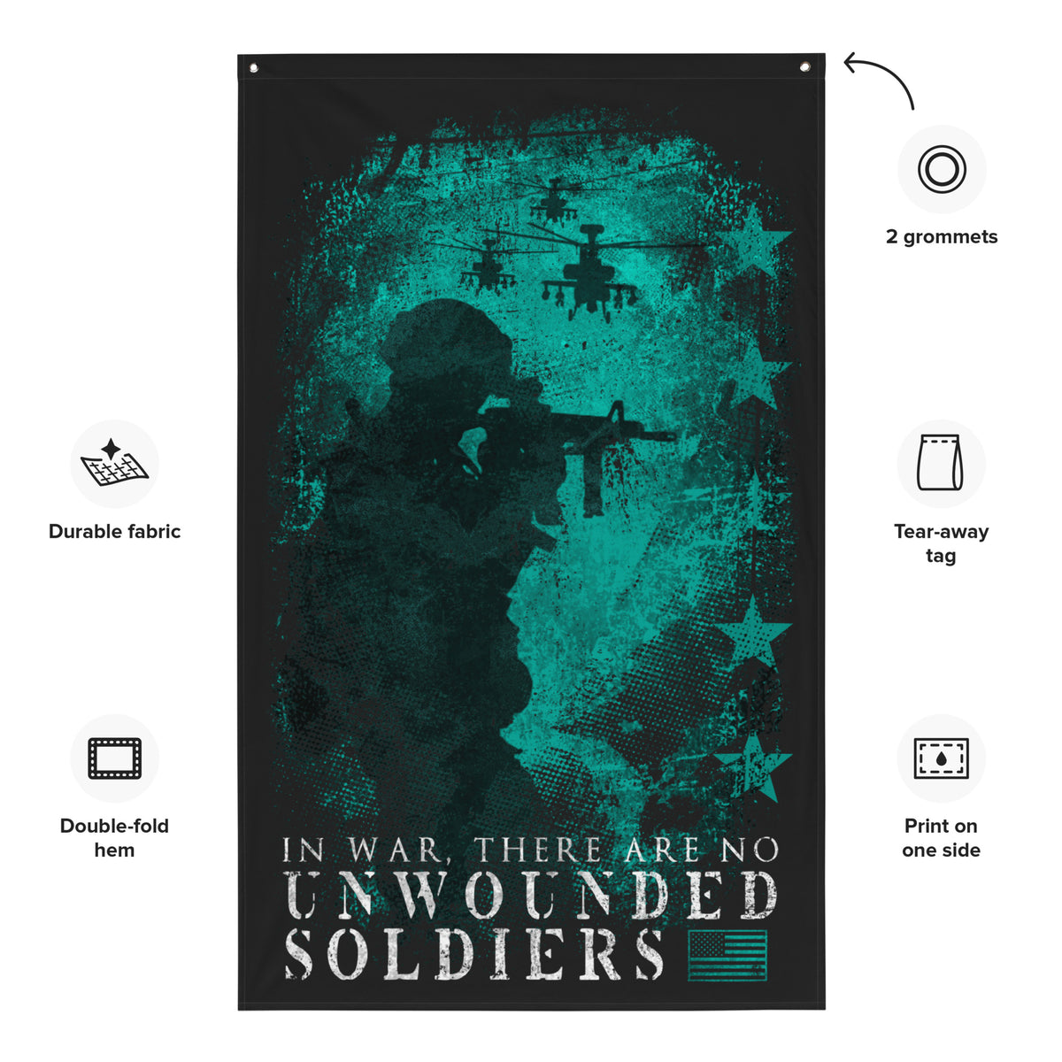 PTSD: No Unwounded Soldiers Wall Flag
