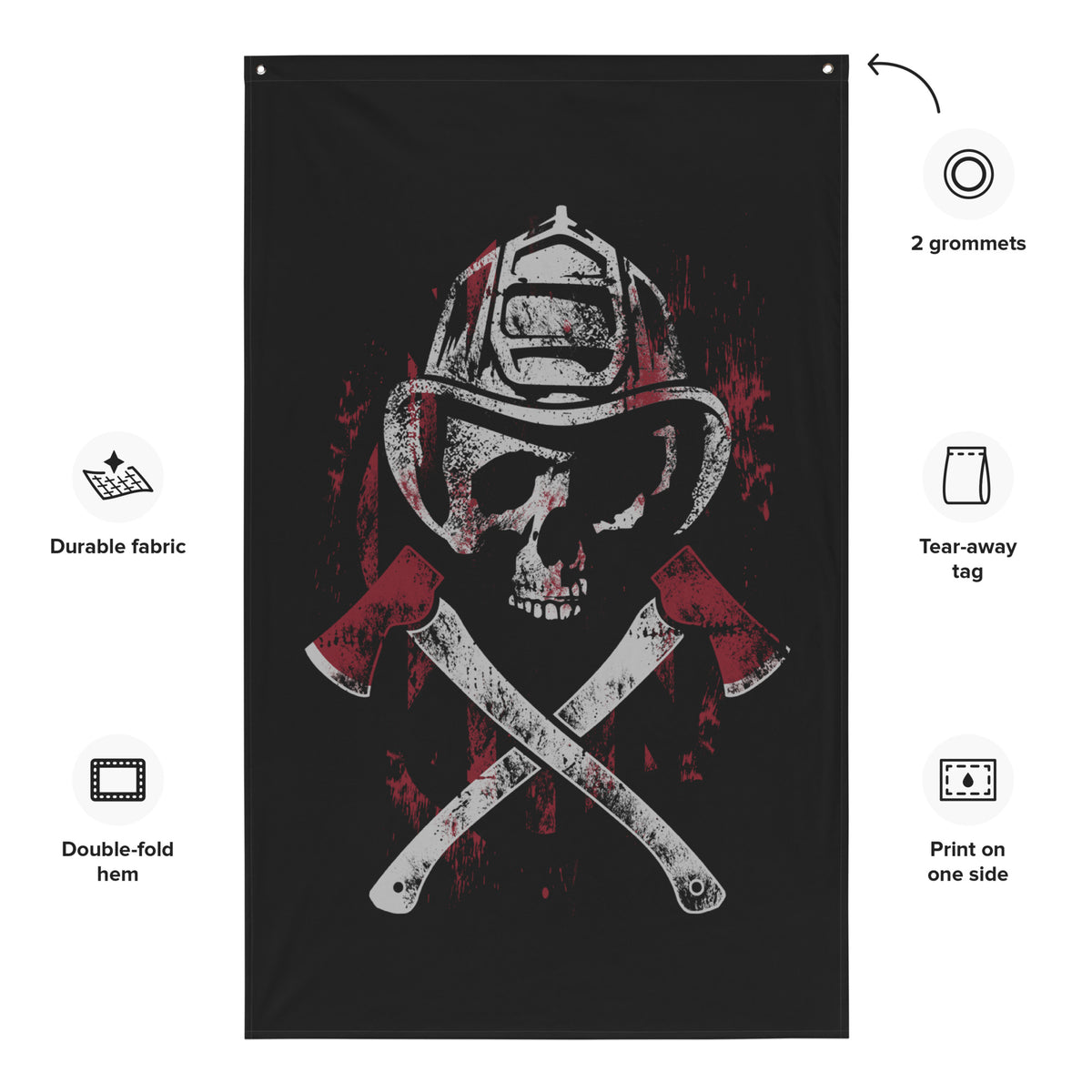 Firefighter Skull Wall Flag
