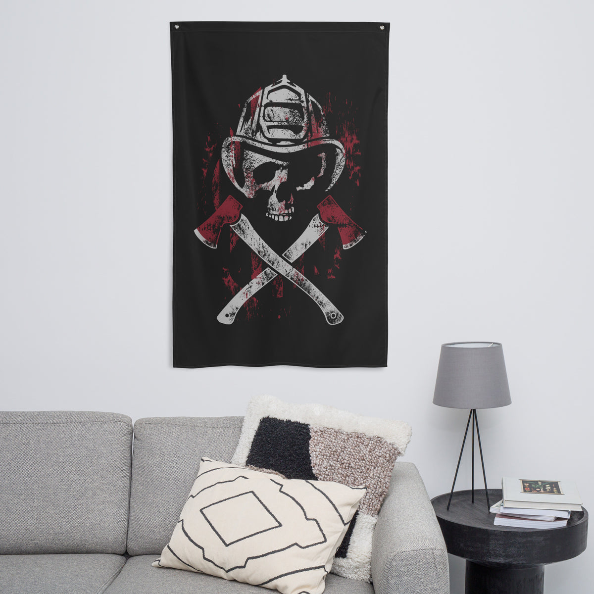 Firefighter Skull Wall Flag