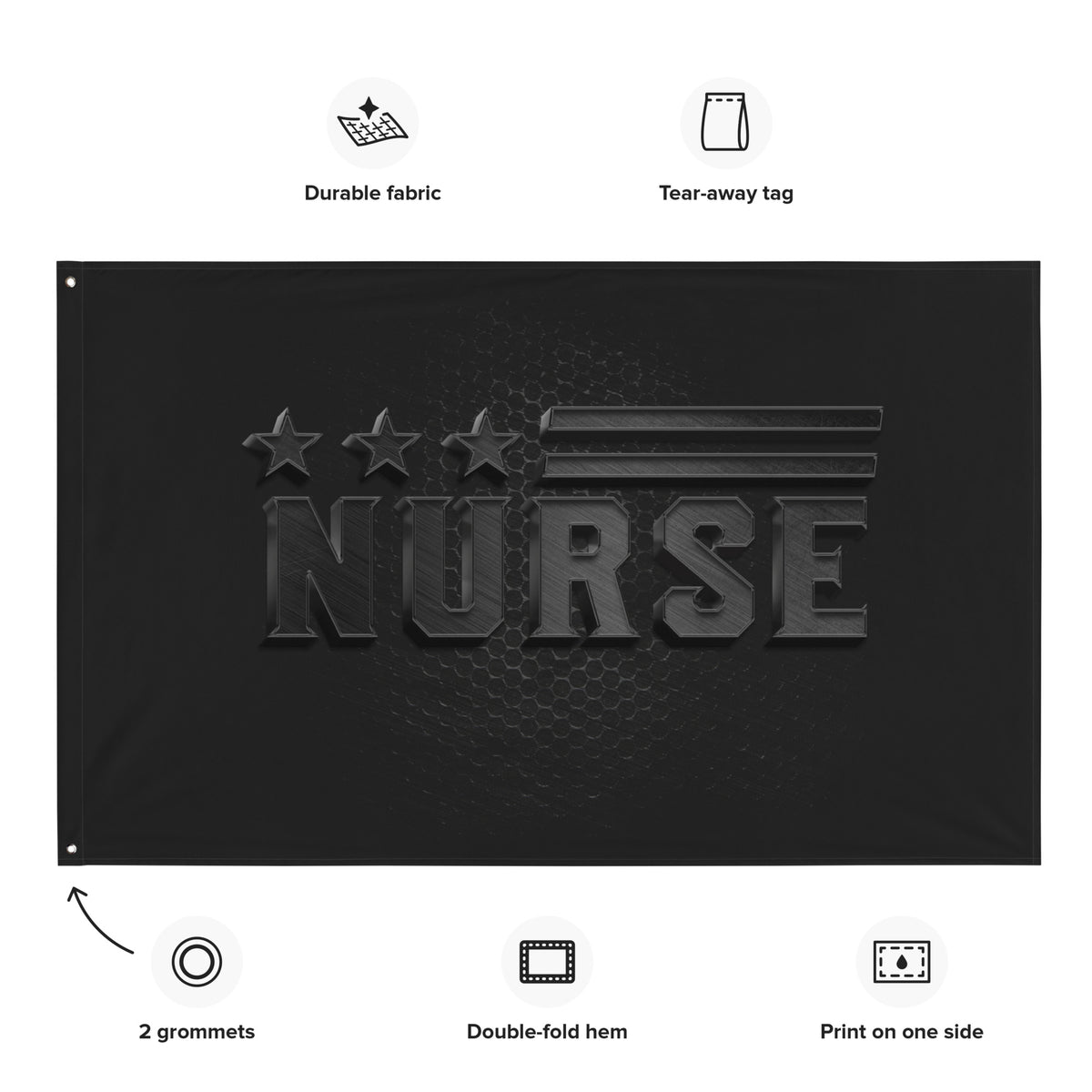 Nurse Black Carbon Wall Flag