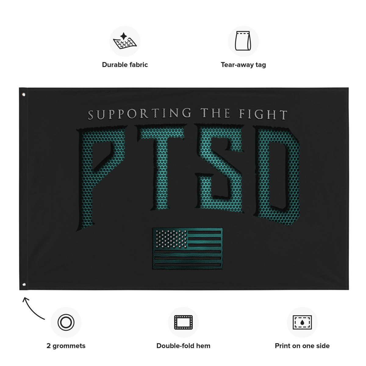 PTSD Carbon Onyx Wall Flag