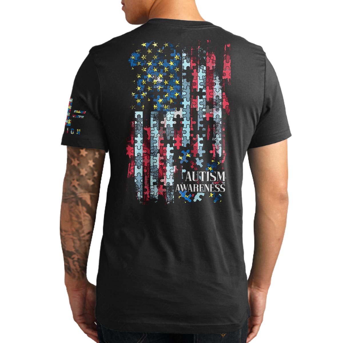 Autism Awareness American Flag