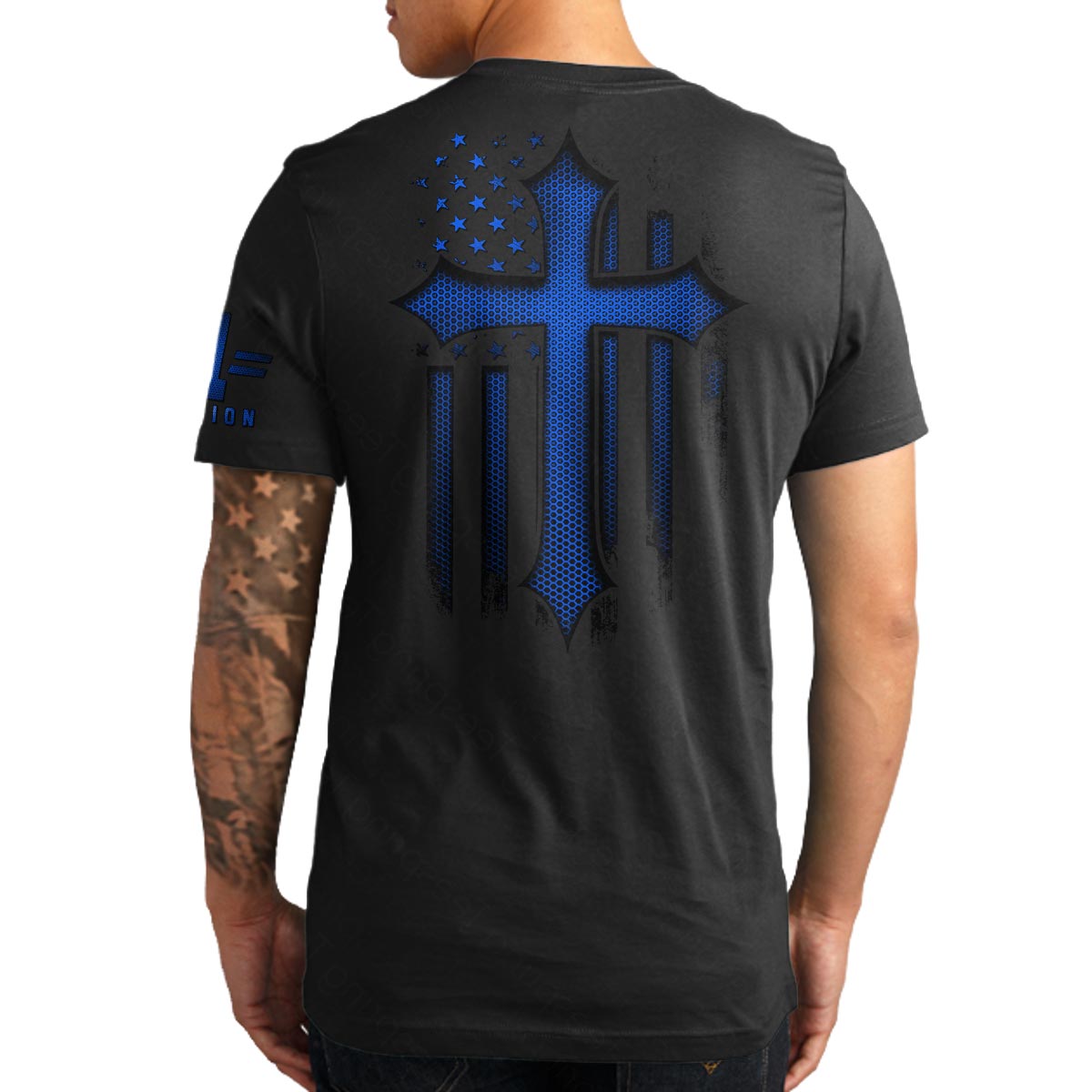 Christian Cross Blue Carbon Onyx