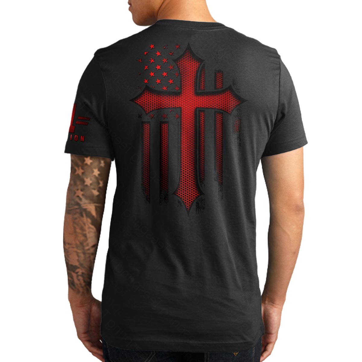 Christian Cross Red Carbon Onyx