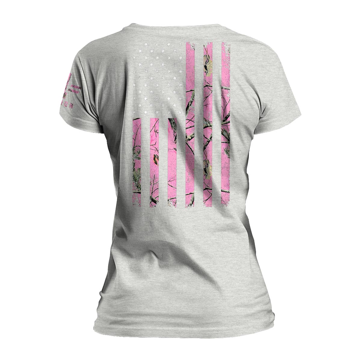 Pink Hunting Camo American Flag - Women&#39;s Relaxed Fit