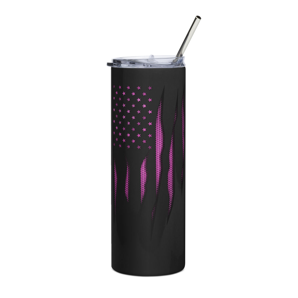 Pink Carbon Onyx American Flag Tumbler