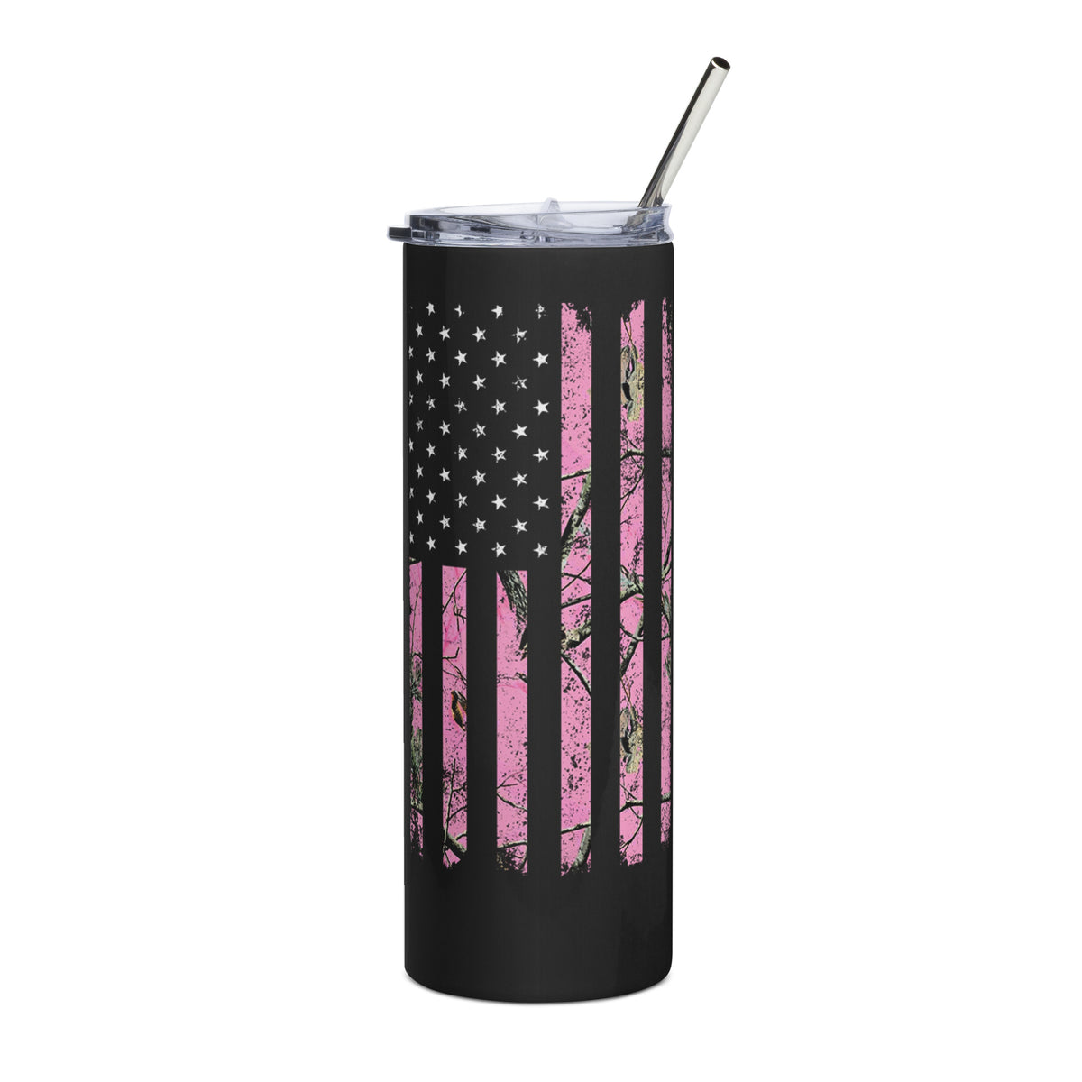 American Flag Pink Hunting Camo Tumbler