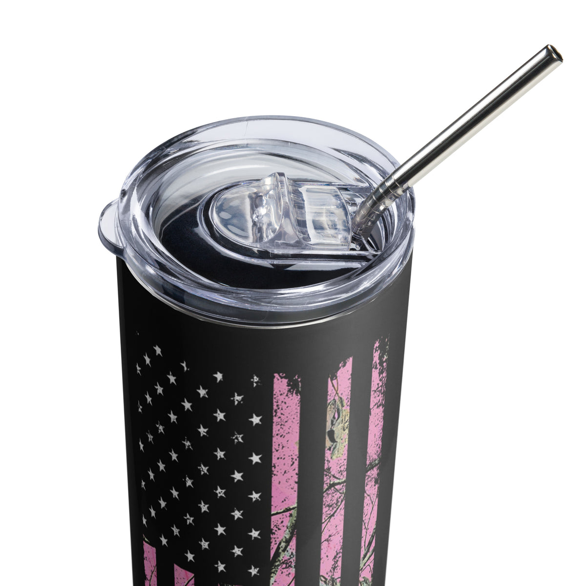 American Flag Pink Hunting Camo Tumbler