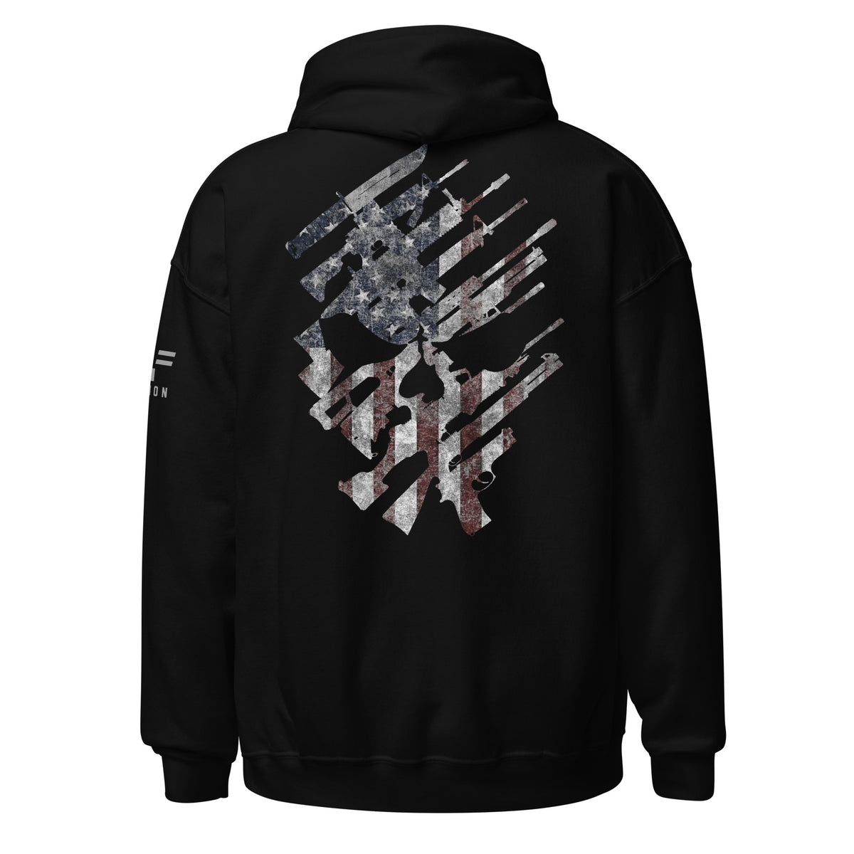 American Flag -Skull and Weapons Hoodie