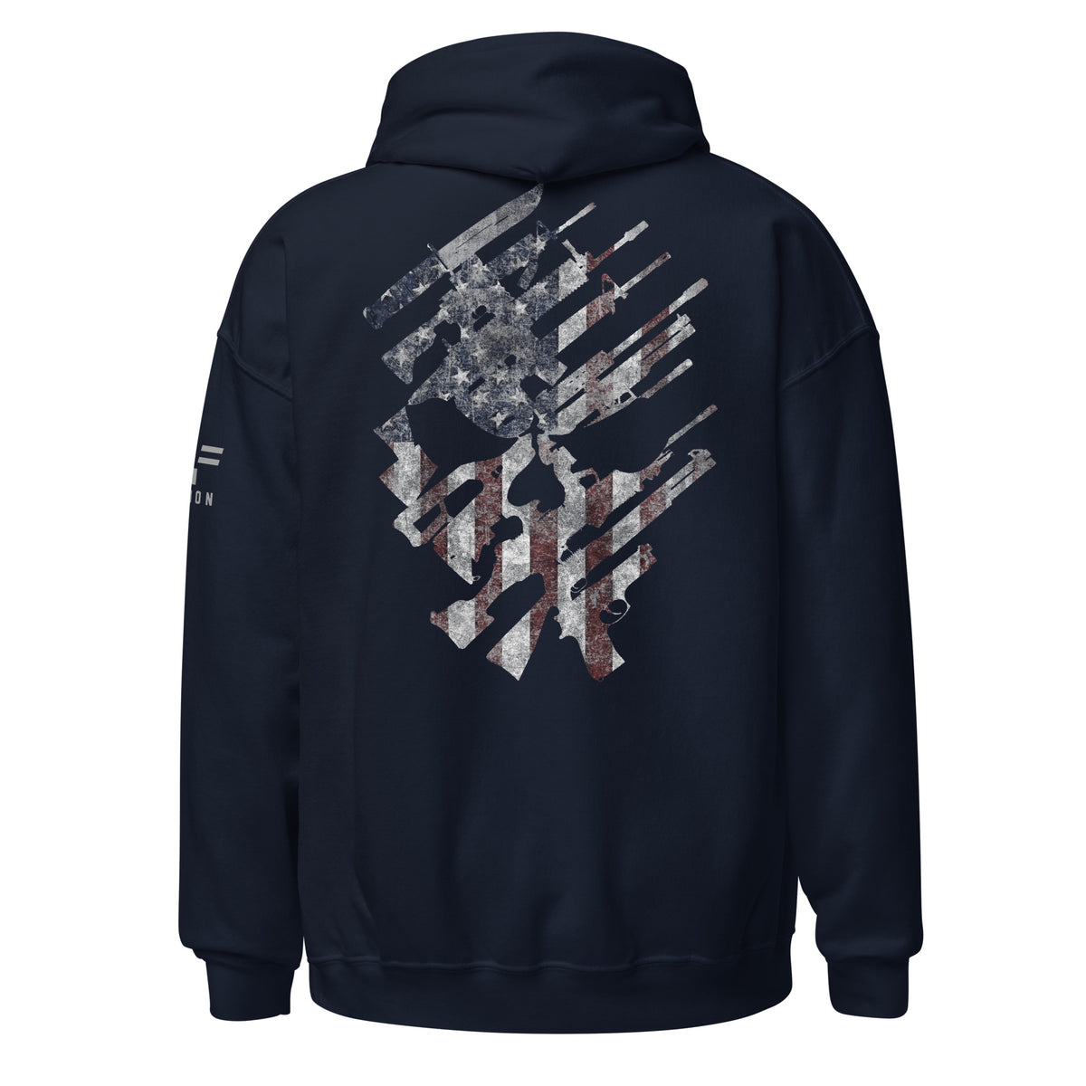 American Flag -Skull and Weapons Hoodie