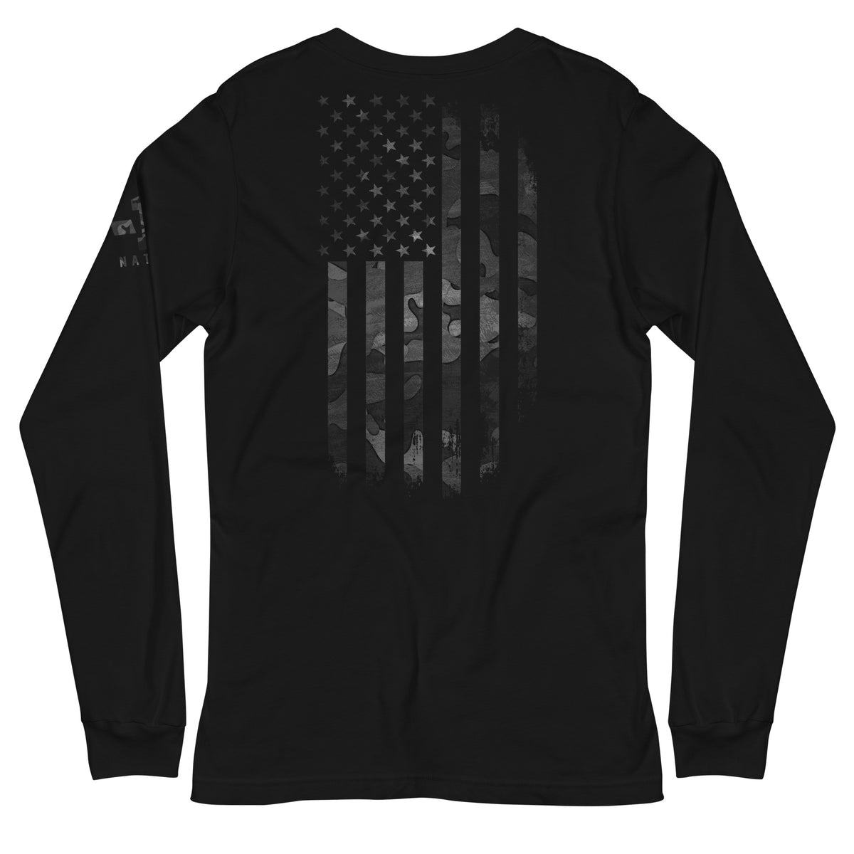 Black Camo American Flag Long Sleeve