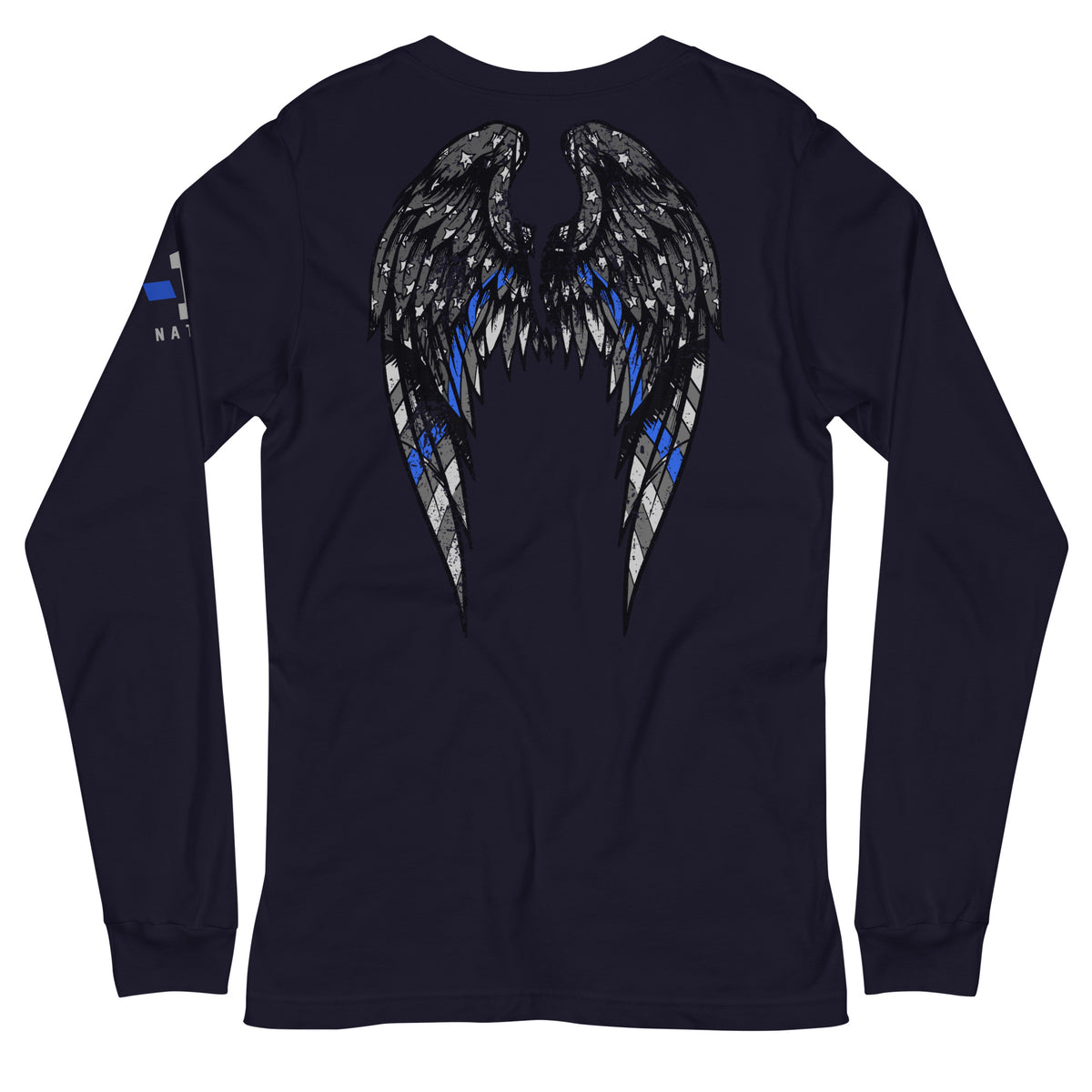 Thin Blue Line Angel Wings Long Sleeve