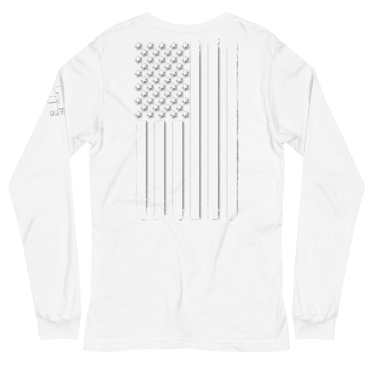White Out American Flag Long Sleeve