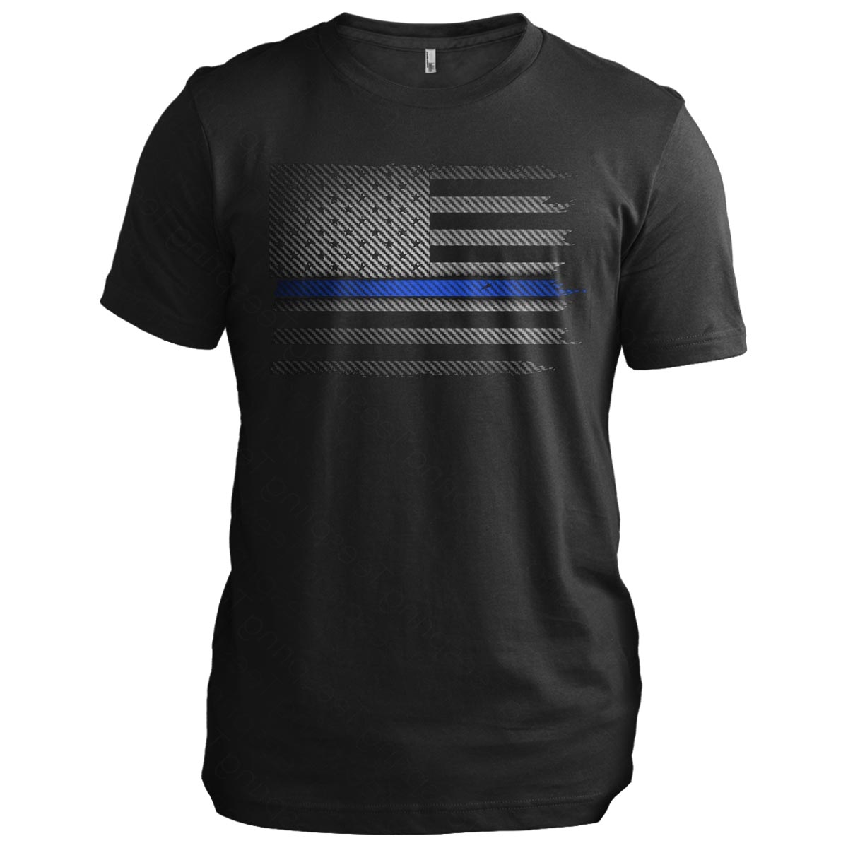Thin Blue Line Carbon Flag
